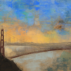iPadArtJam 53<br>November 12th, 2020<br>“New Dawn” Painting of the Golden Gate Bridge